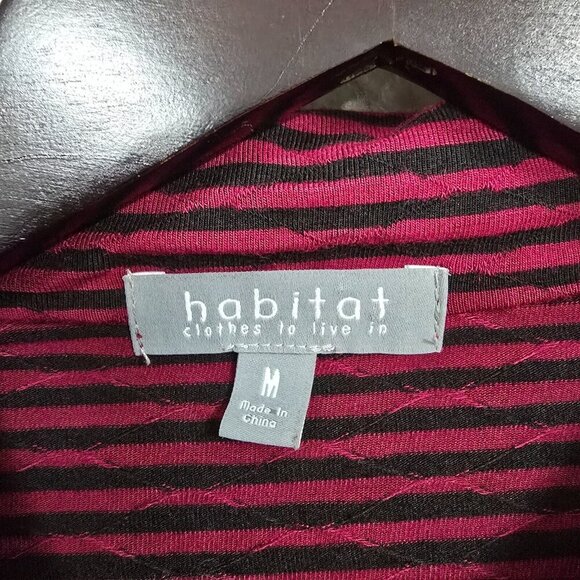Habitat Women Top Size Medium Pink Black Striped Cowl Neck Long Sleeve Stretch‎ - Picture 4 of 11